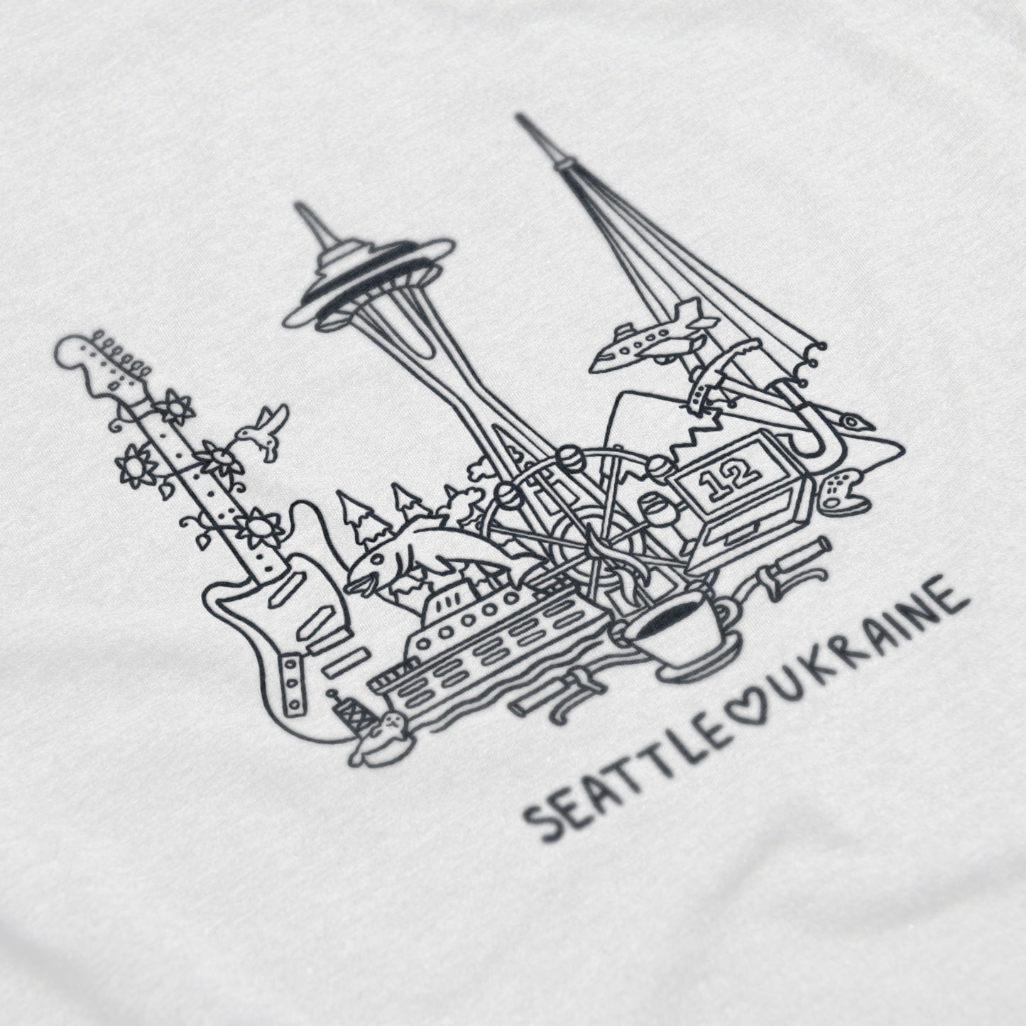 T-shirt White - Seattle Loves Ukraine