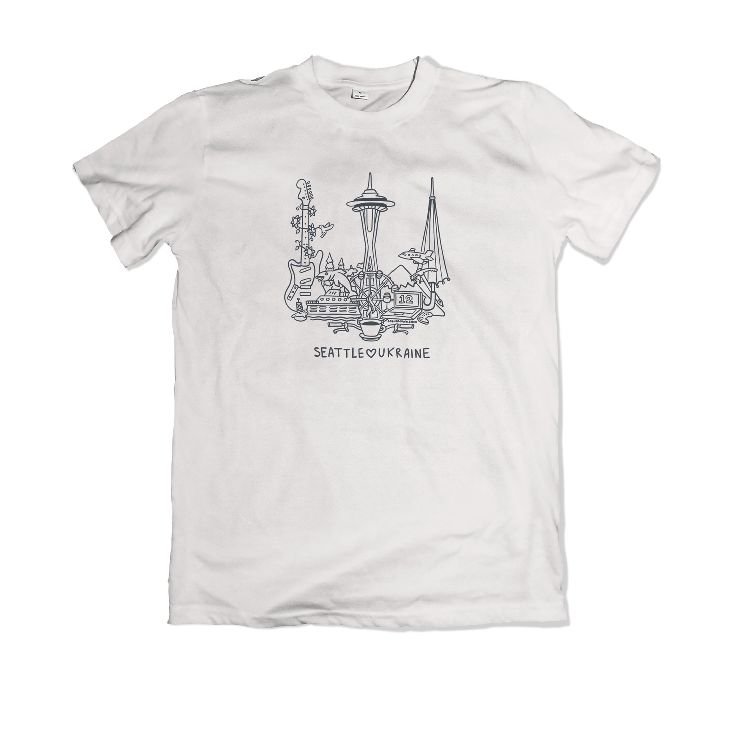 T-shirt White - Seattle Loves Ukraine