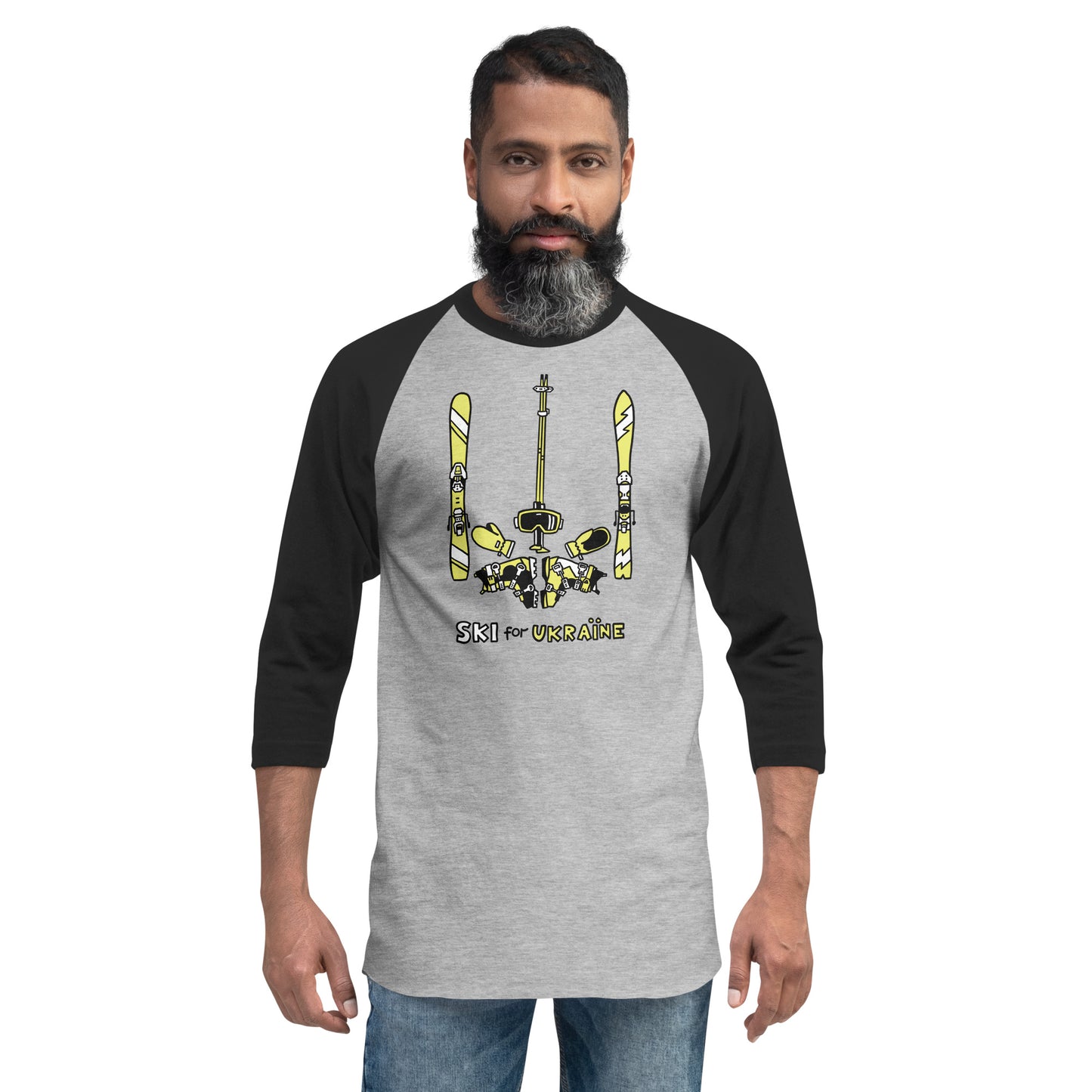 SKI for Ukraine - 3/4 sleeve raglan shirt