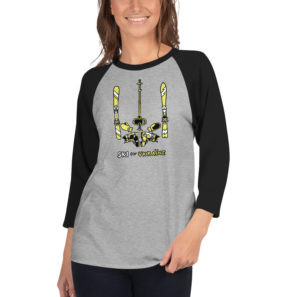 SKI for Ukraine - 3/4 sleeve raglan shirt