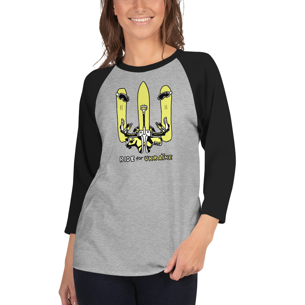 RIDE for Ukraine - 3/4 sleeve raglan shirt