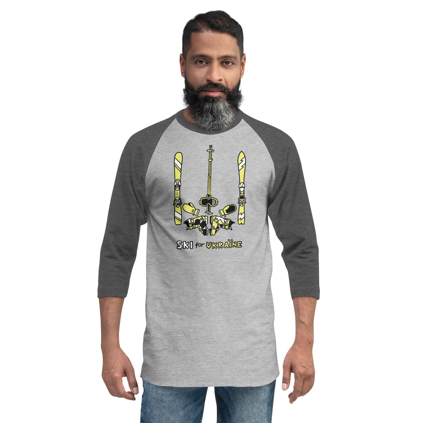 SKI for Ukraine - 3/4 sleeve raglan shirt