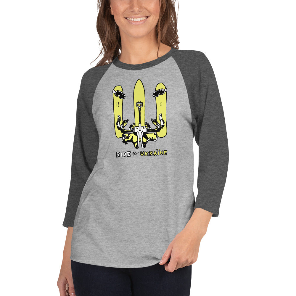 RIDE for Ukraine - 3/4 sleeve raglan shirt