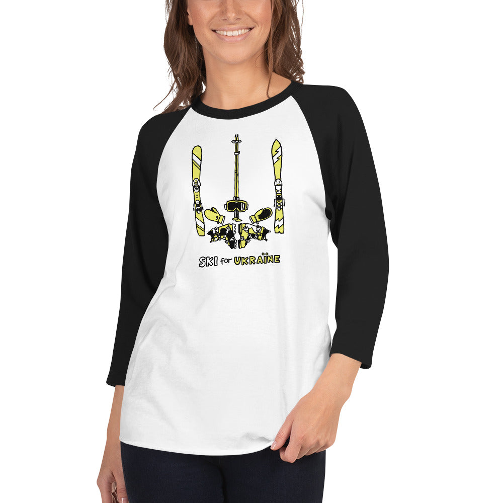 SKI for Ukraine - 3/4 sleeve raglan shirt