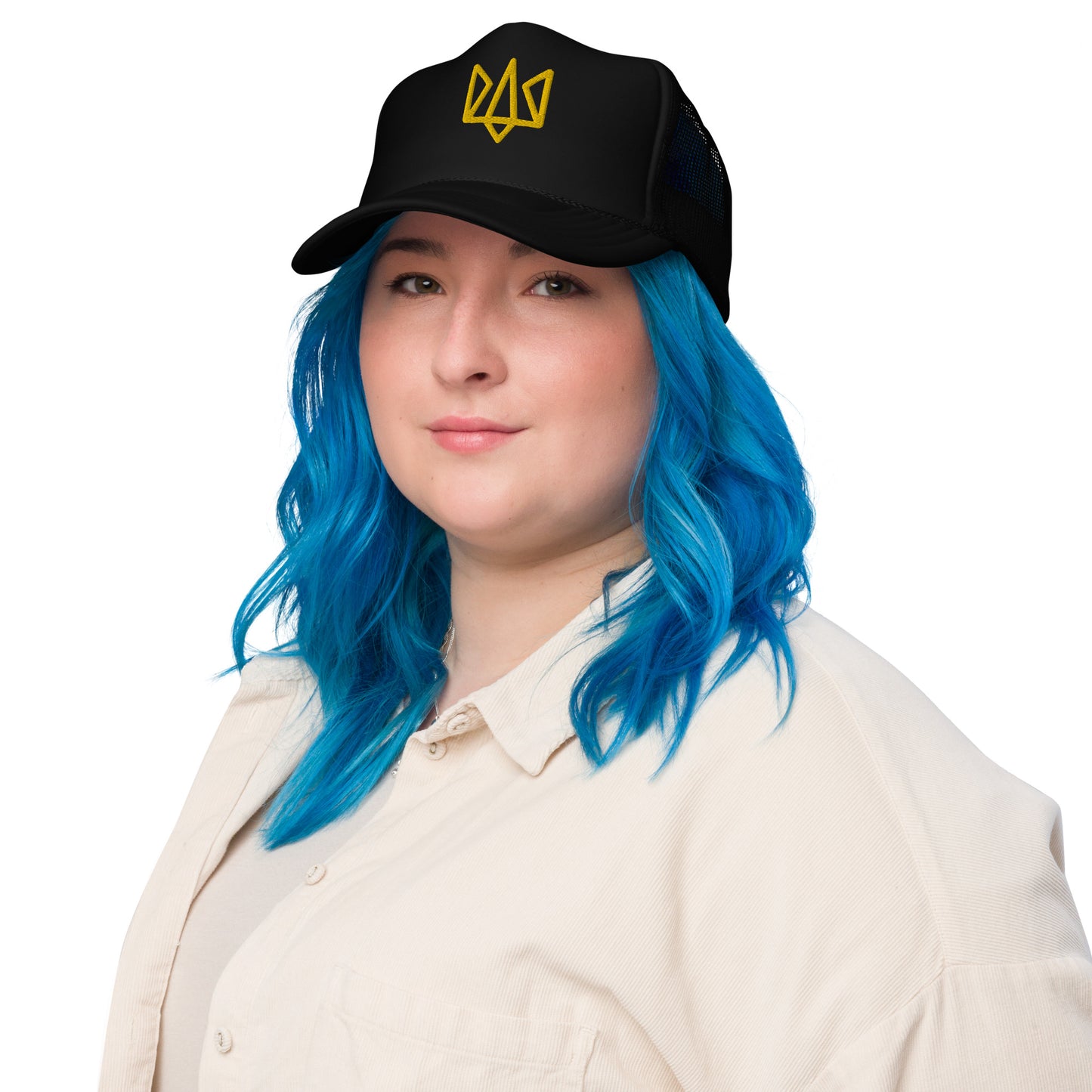 Tryzub Trucker - Black/Navy/Gold Foam trucker hat